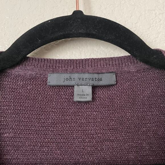 John Varvatos Sweater Mens Large Purple Linen Cotton Knit Pullover Grunge Preppy - Picture 9 of 11